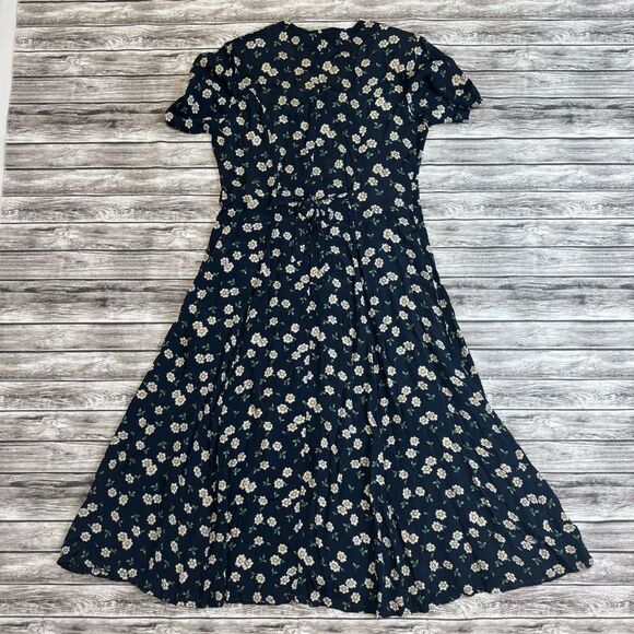 Vinita Women's Floral Button Front Dress VTG Vintage M Med Medium Blue Collared - Picture 15 of 15